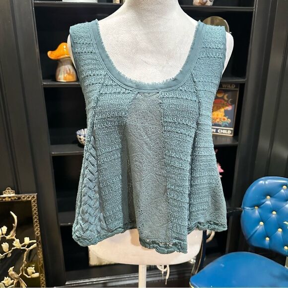 Anthropologies Meadow Rue Green Knit Tank Top Size Small - Picture 2 of 10